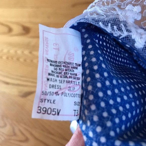 Jill Lynn vintage Dress royal blue white polka dot lace ribbon long sleeve T3 3T - Picture 14 of 14